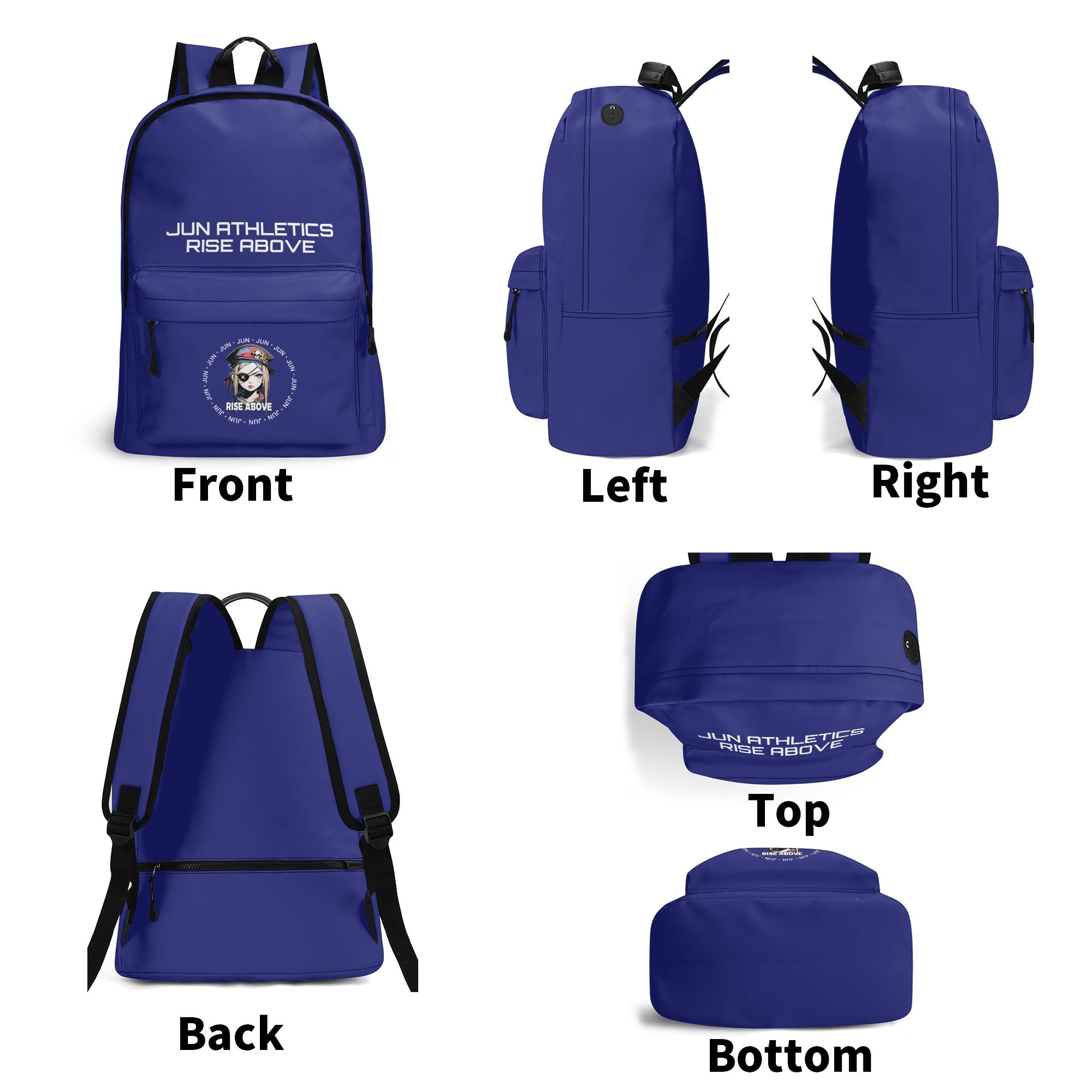 RISE ABOVE 01 17 Inch Twill (PU) Leather School Backpack Navy