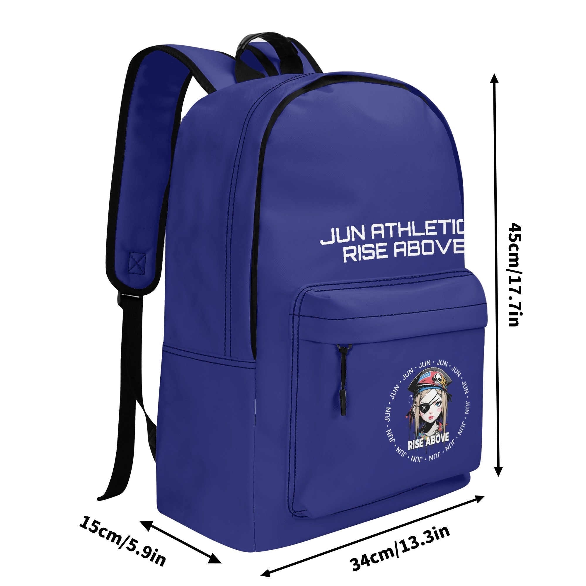 RISE ABOVE 01 17 Inch Twill (PU) Leather School Backpack Navy