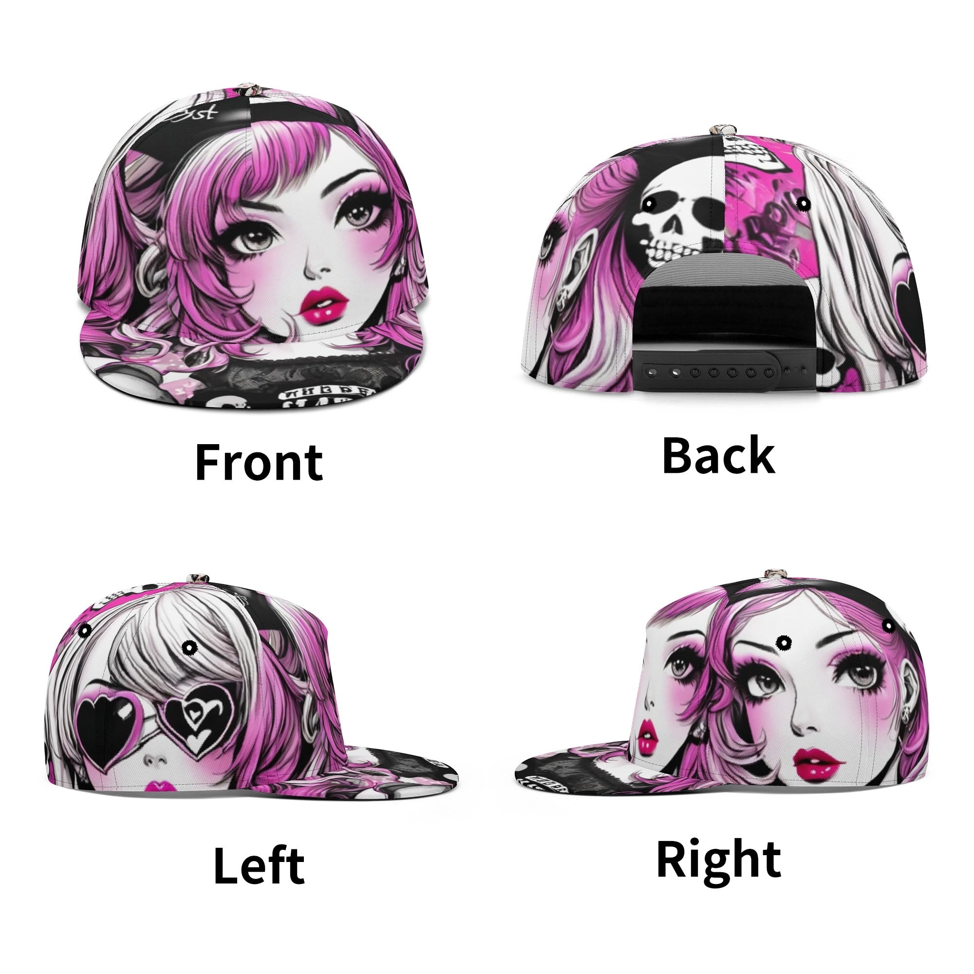 HEART REBEL 03 Art Flat Bill Snapback Cap