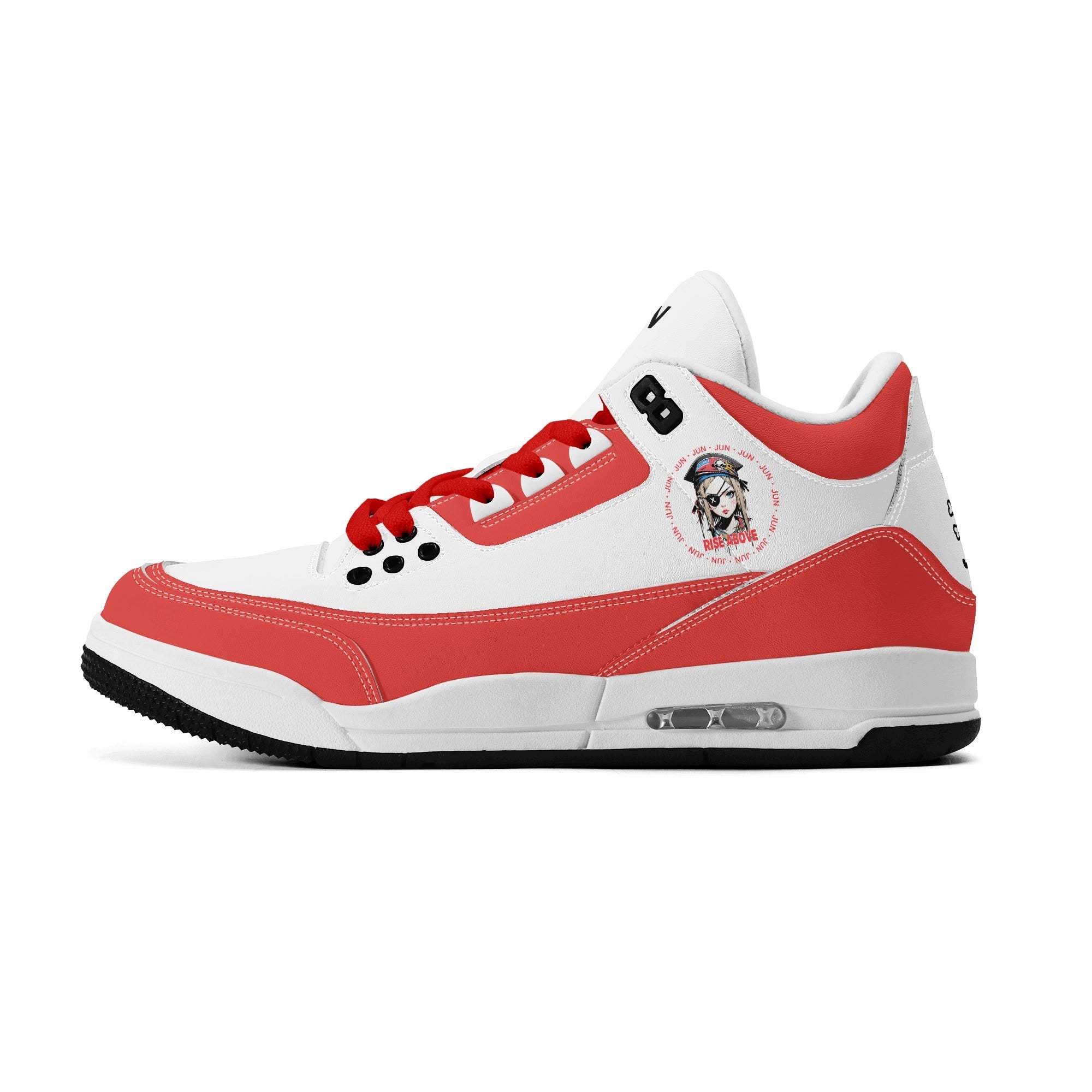 JUN RISE ABOVE 01 Women’s Retro High Basketball Sneaker - Urban Red