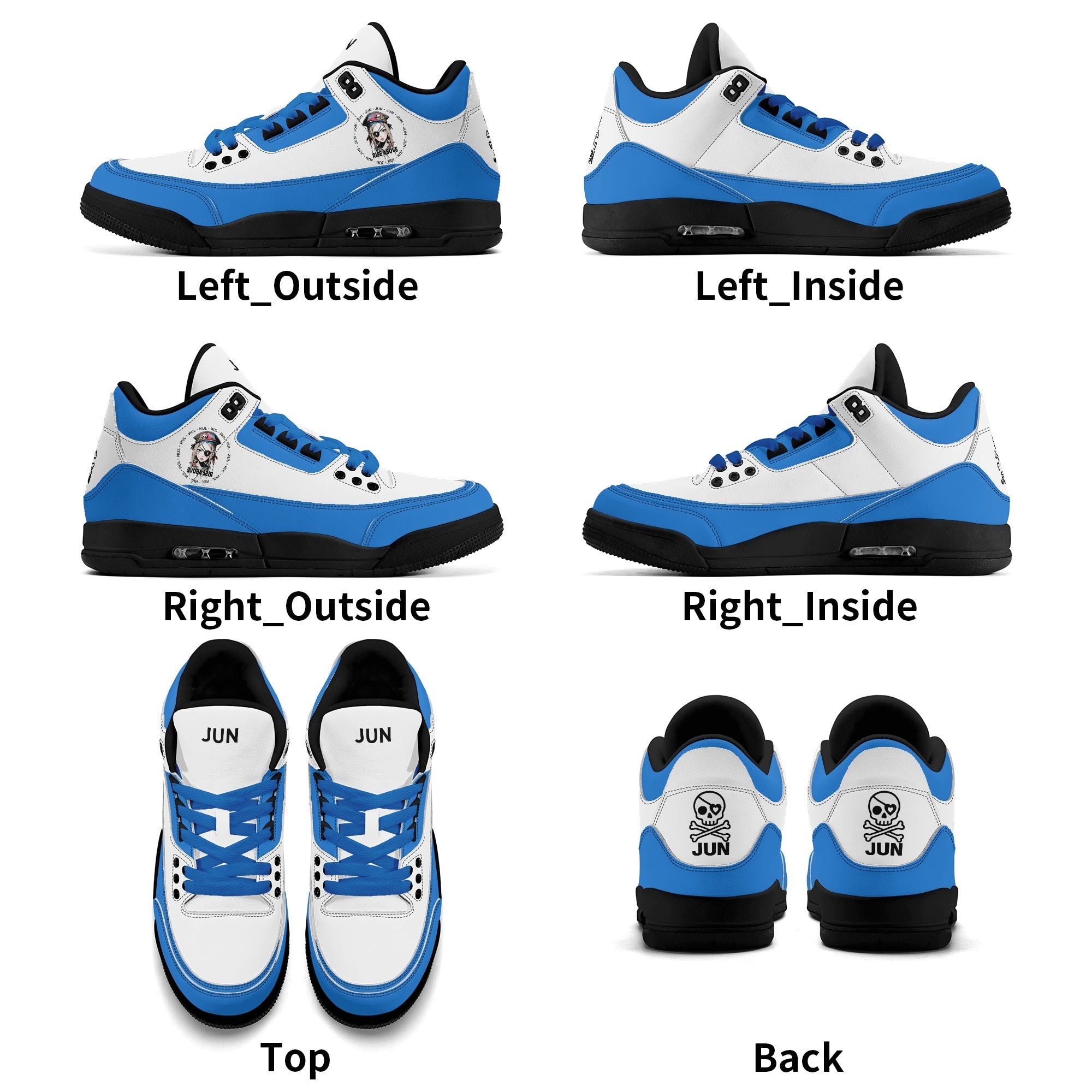 JUN RISE ABOVE 01 Women’s Retro High Basketball Sneaker - Urban Blue