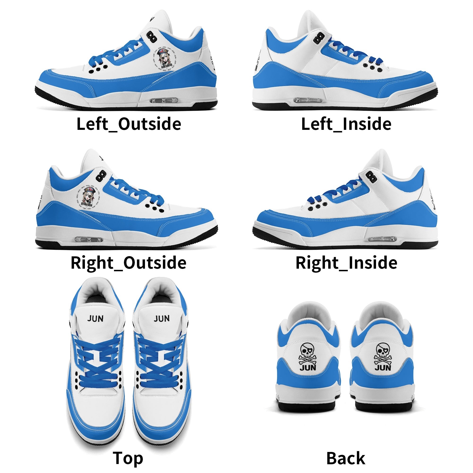 JUN RISE ABOVE 01 Women’s Retro High Basketball Sneaker - Urban Blue