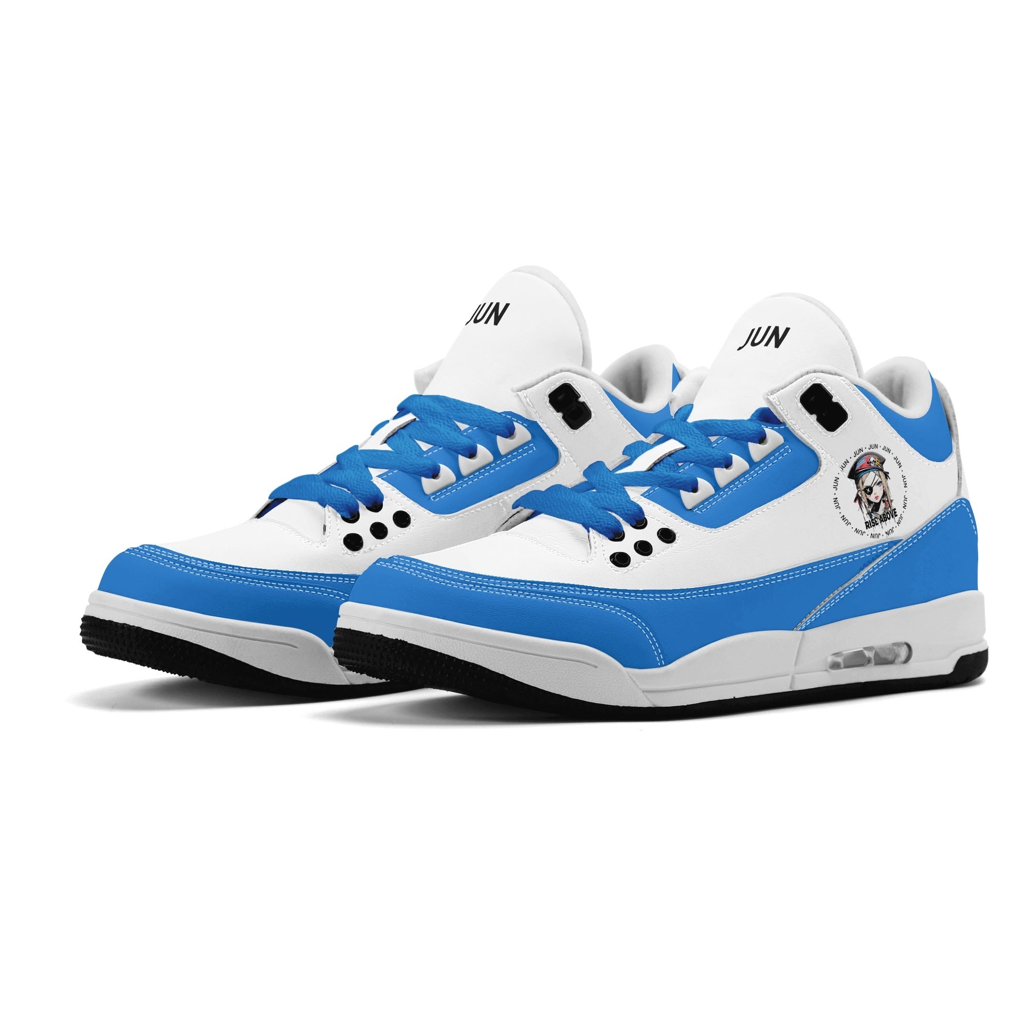 JUN RISE ABOVE 01 Women’s Retro High Basketball Sneaker - Urban Blue