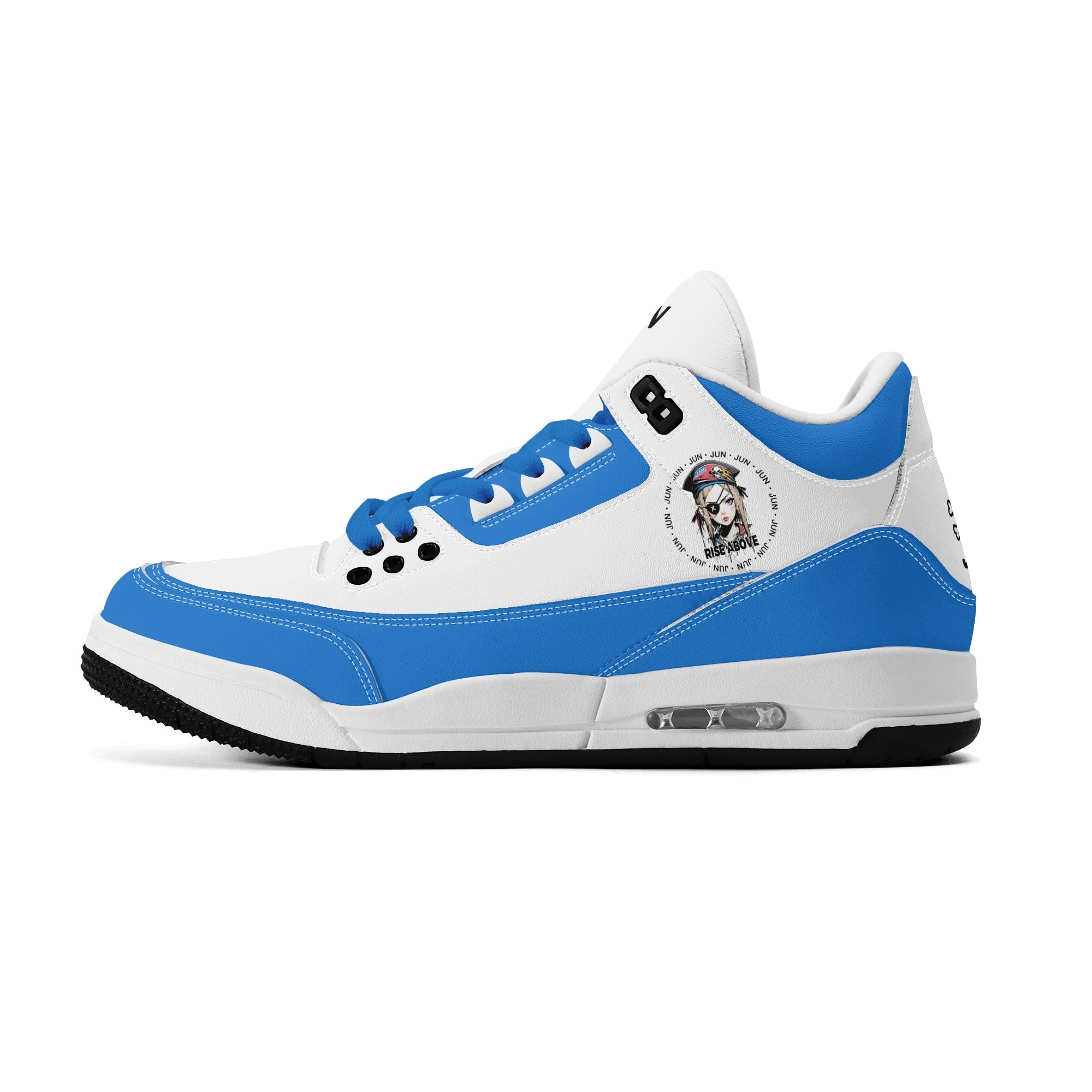 JUN RISE ABOVE 01 Women’s Retro High Basketball Sneaker - Urban Blue