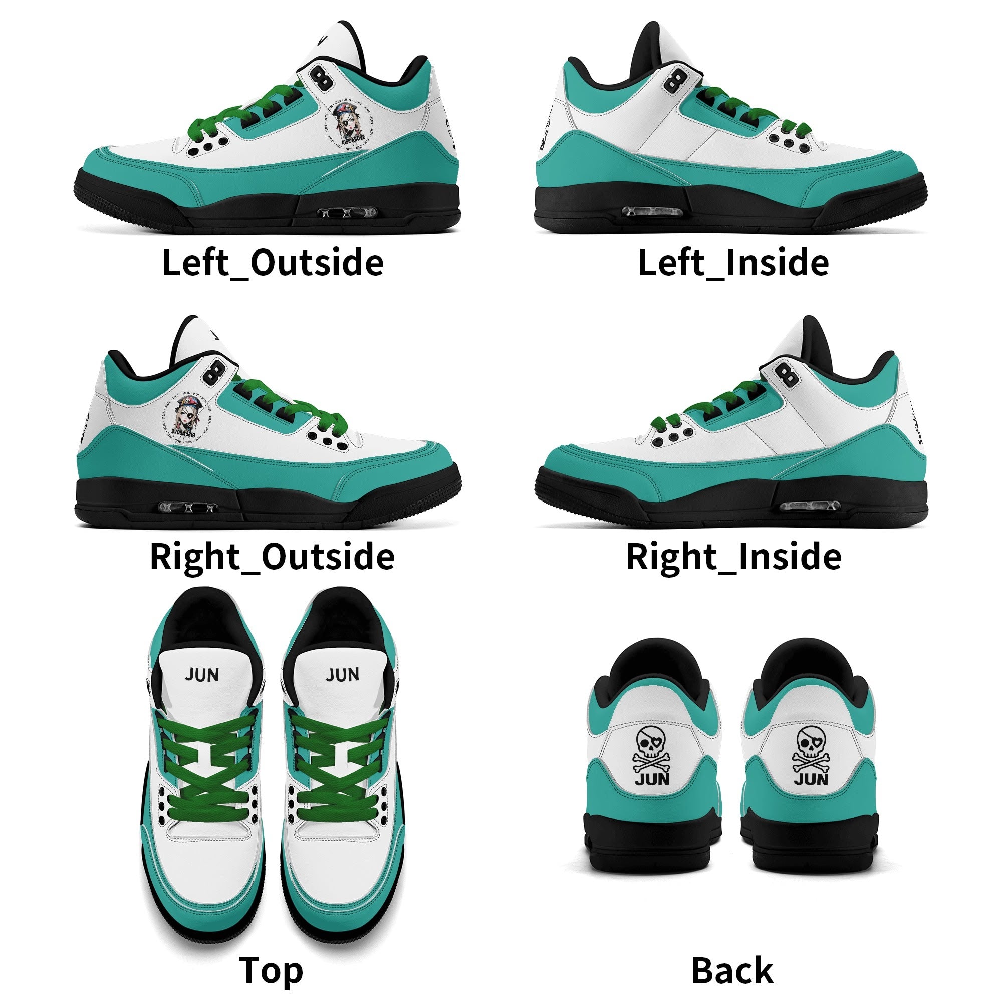 JUN RISE ABOVE 01 Women’s Retro High Basketball Sneaker - Urban Mint