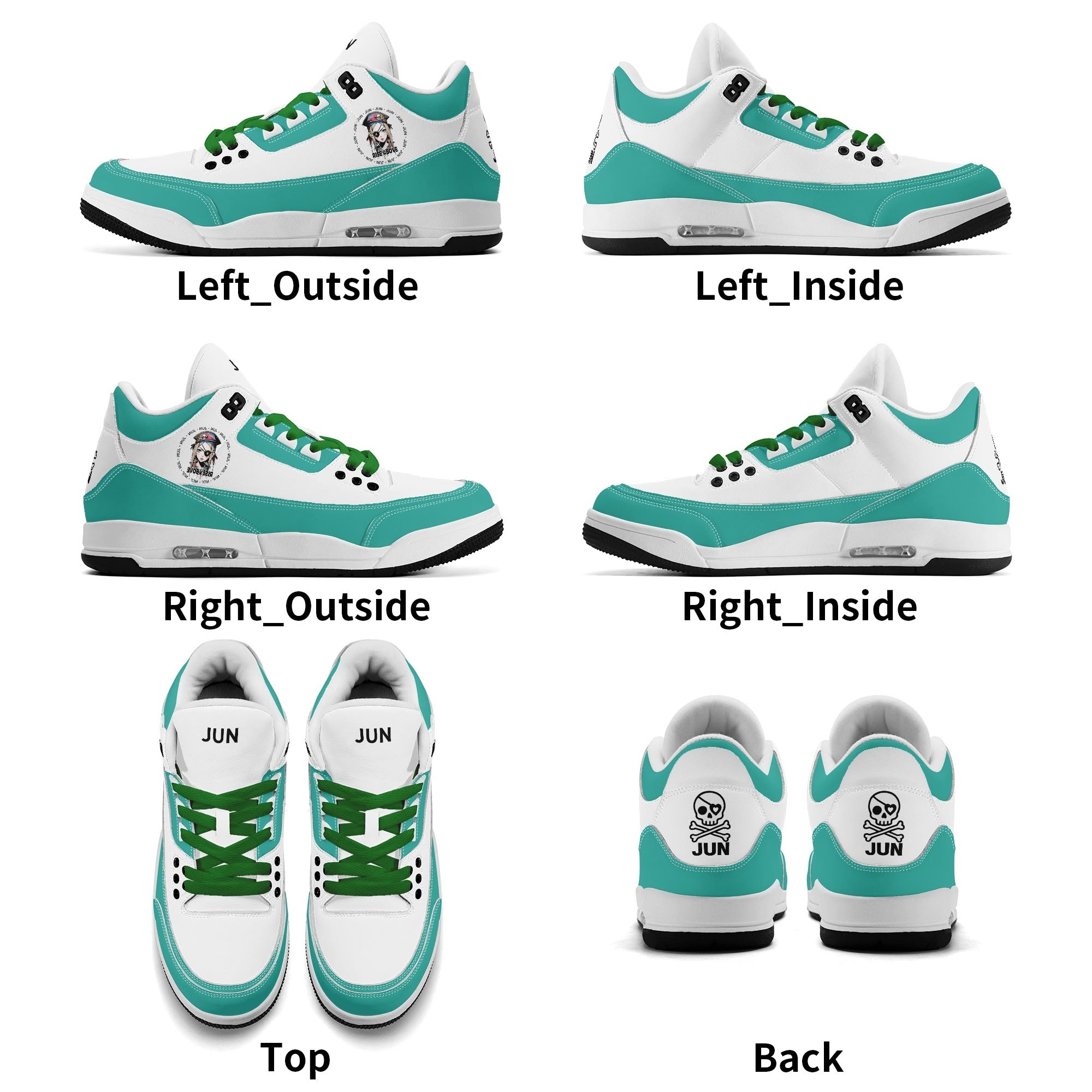 JUN RISE ABOVE 01 Women’s Retro High Basketball Sneaker - Urban Mint
