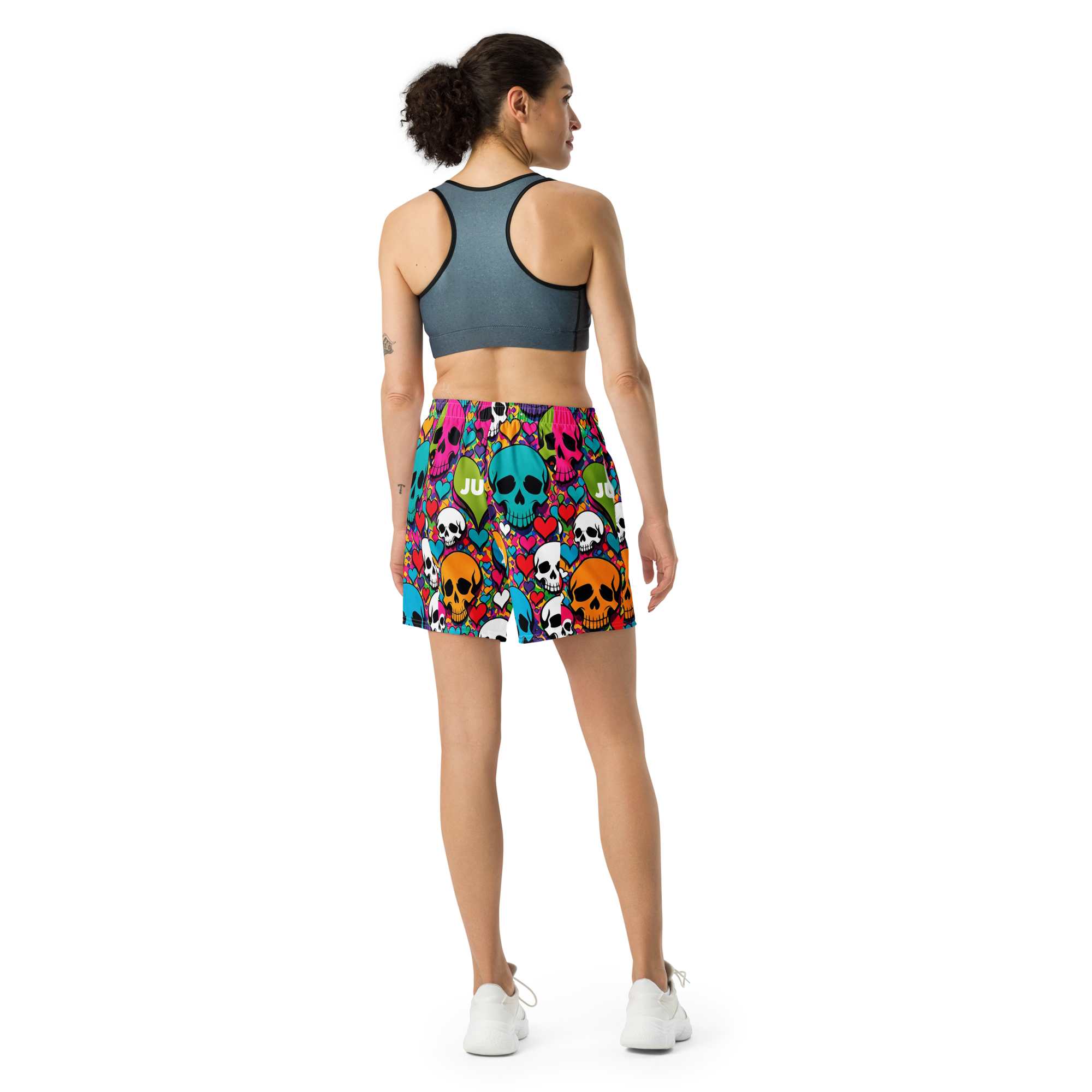 RISE ABOVE 01 POP SKULL Unisex Athletic Long Shorts