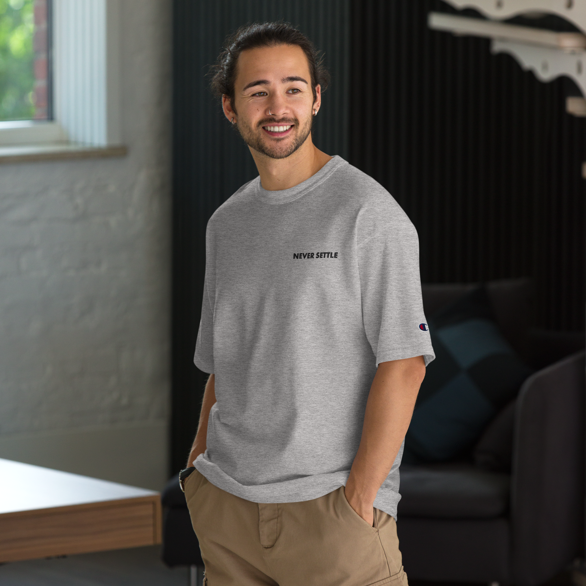NEVER SETTLE 01 Men's Champion T-Shirt 1