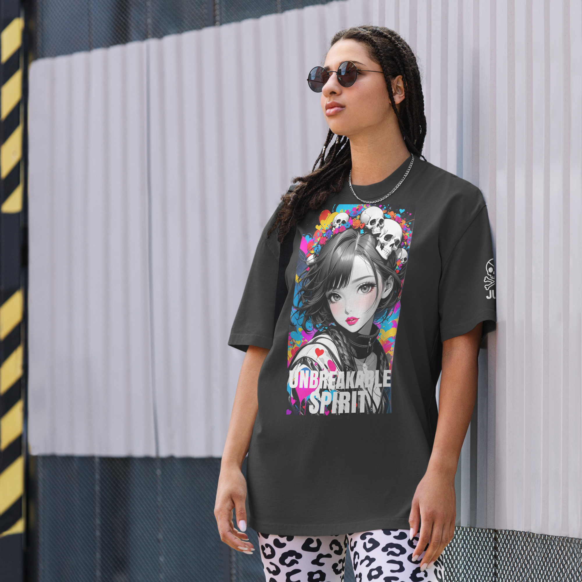 HEART REBEL ART GIRL 01 Oversized Faded T-shirt 2