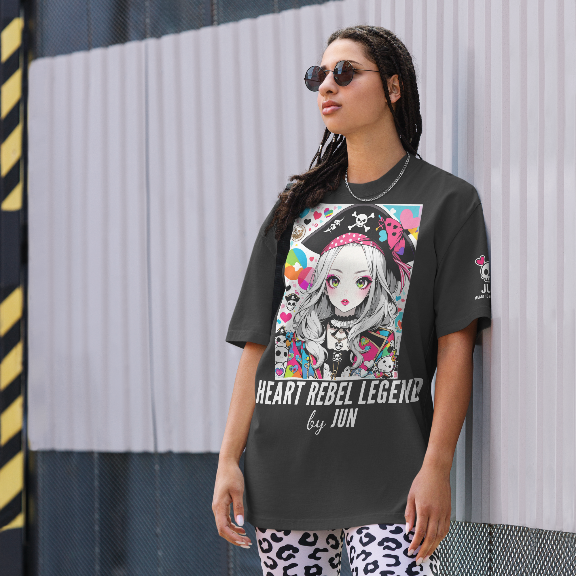 HEART REBEL LEGEND 01 Oversized Faded T-shirt 2