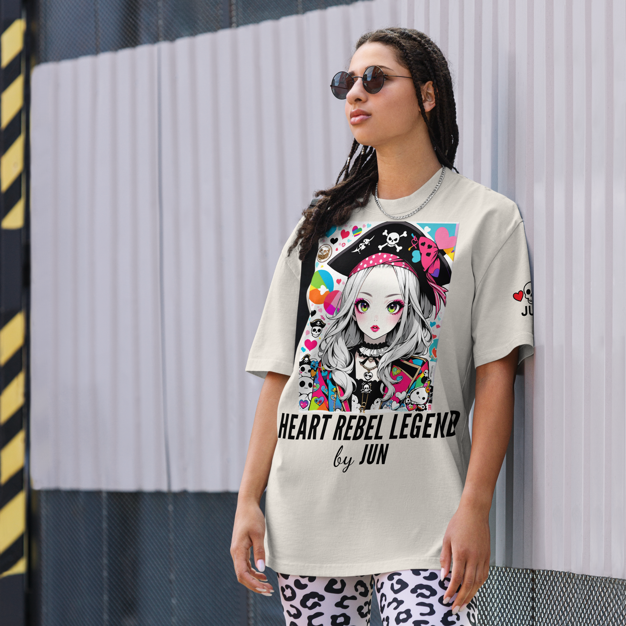HEART REBEL LEGEND 01 Oversized Faded T-shirt 1