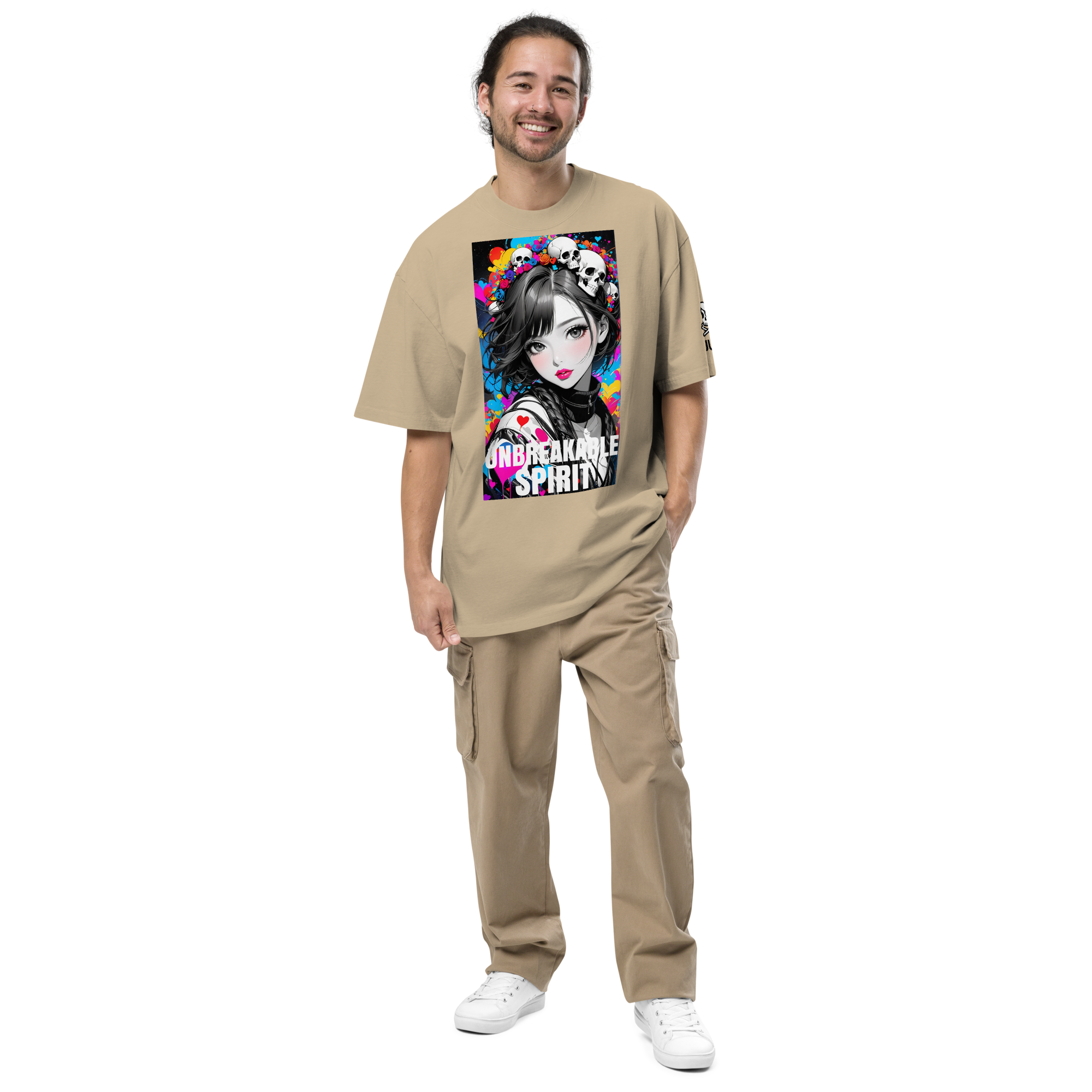 HEART REBEL ART GIRL 01 Oversized Faded T-shirt 1