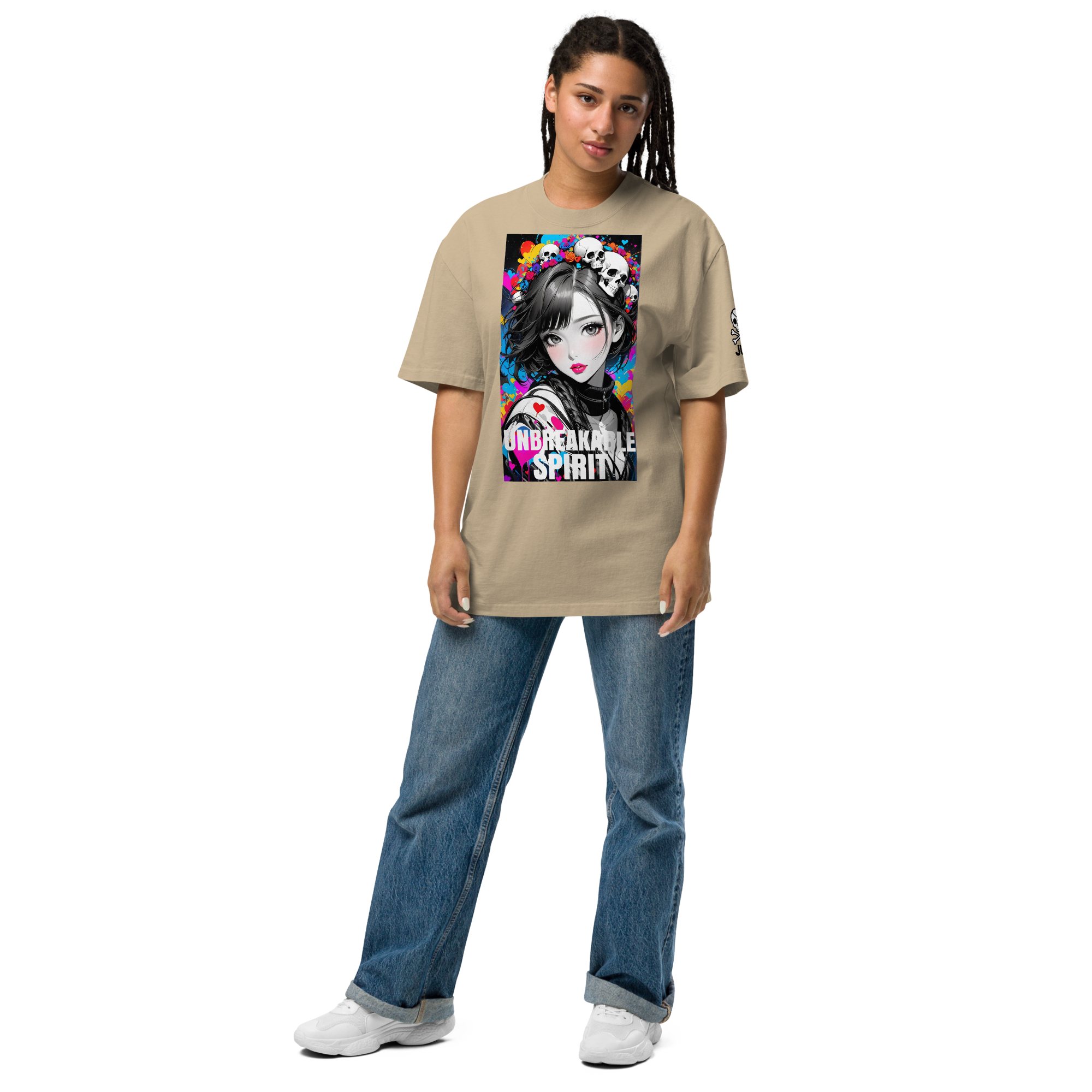 HEART REBEL ART GIRL 01 Oversized Faded T-shirt 1