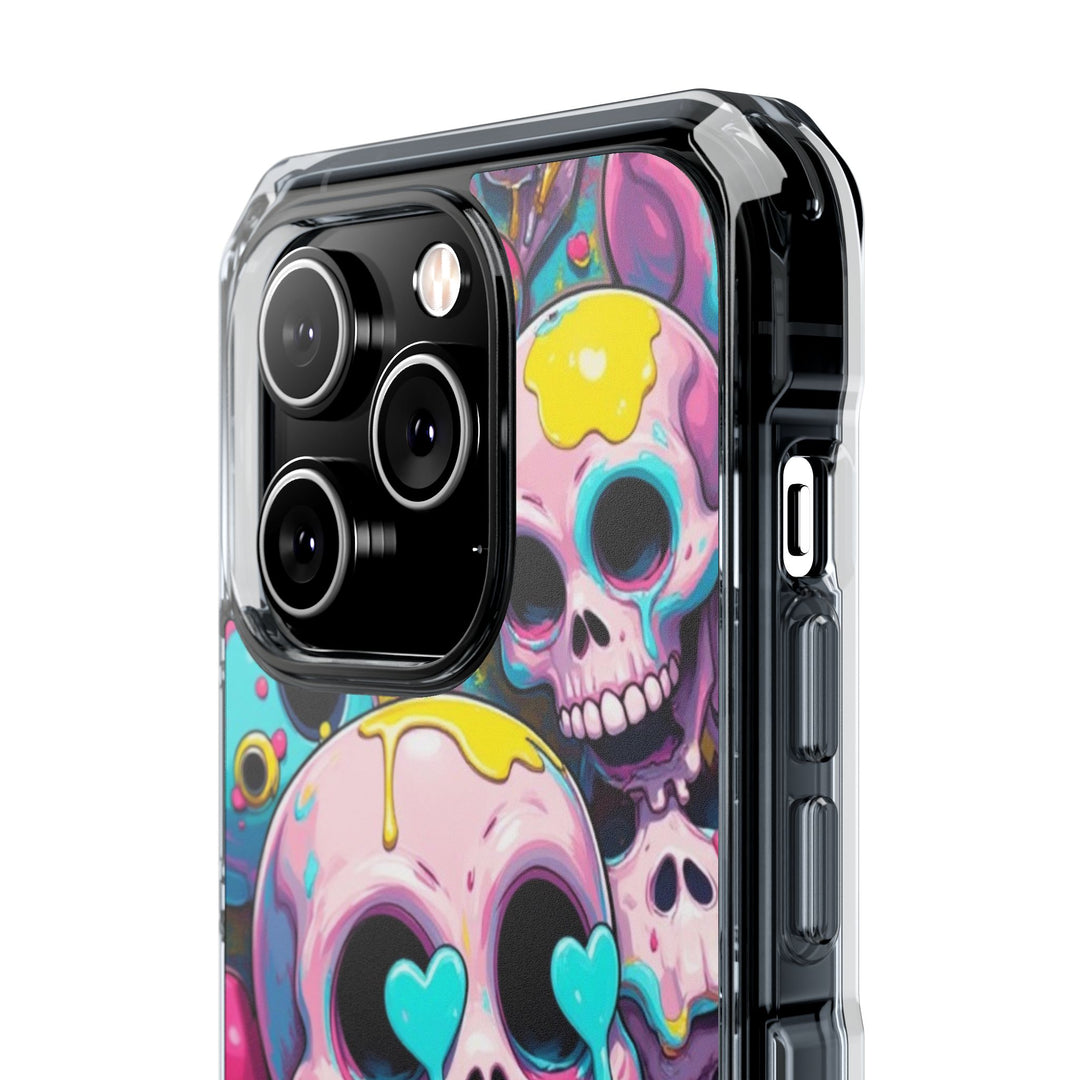 【MagSafe対応】クリアマグネットiPhoneケース｜カラフルKAWAIIスカル