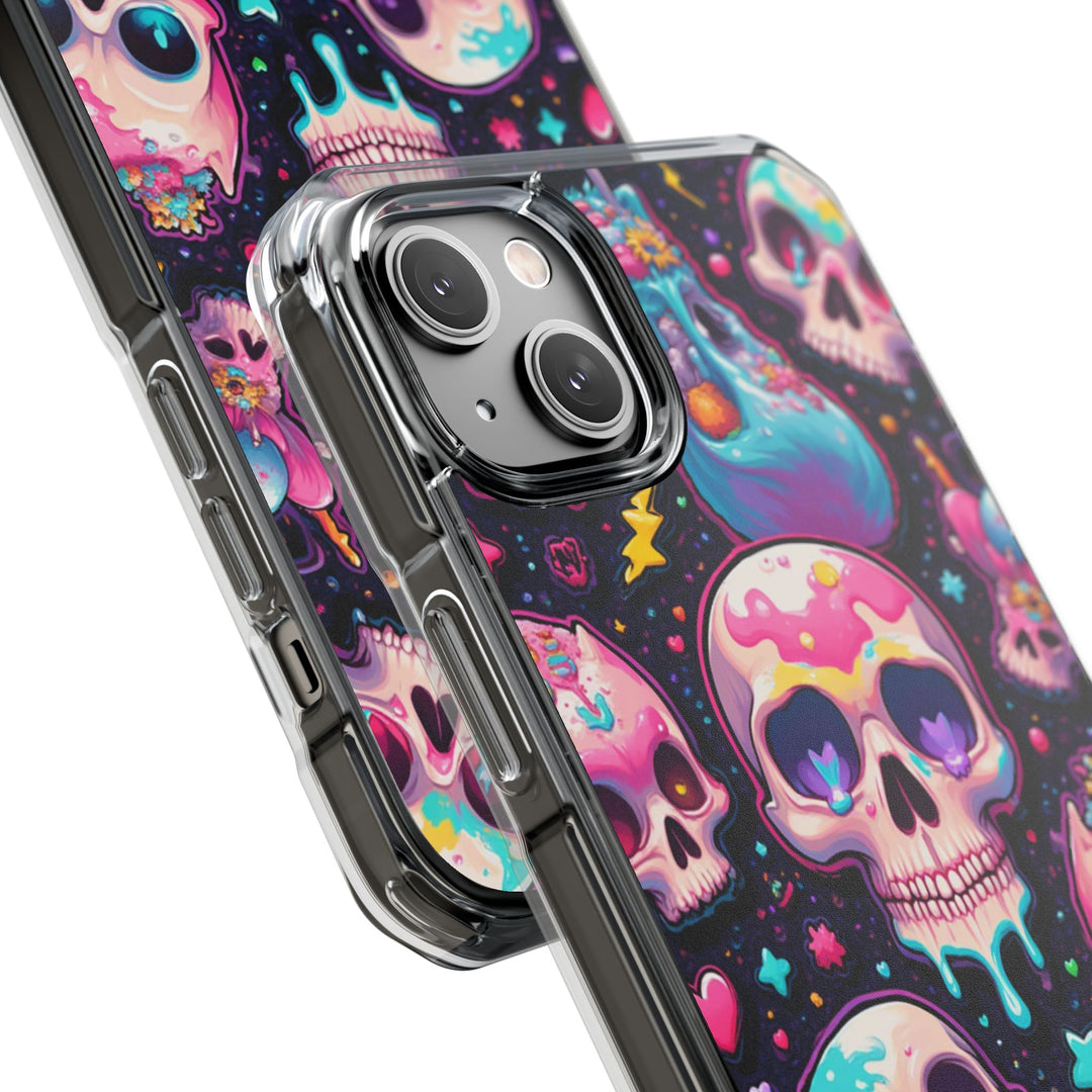 【MagSafe対応】クリアマグネットiPhoneケース｜キャンディギャラクシーKAWAIIスカル