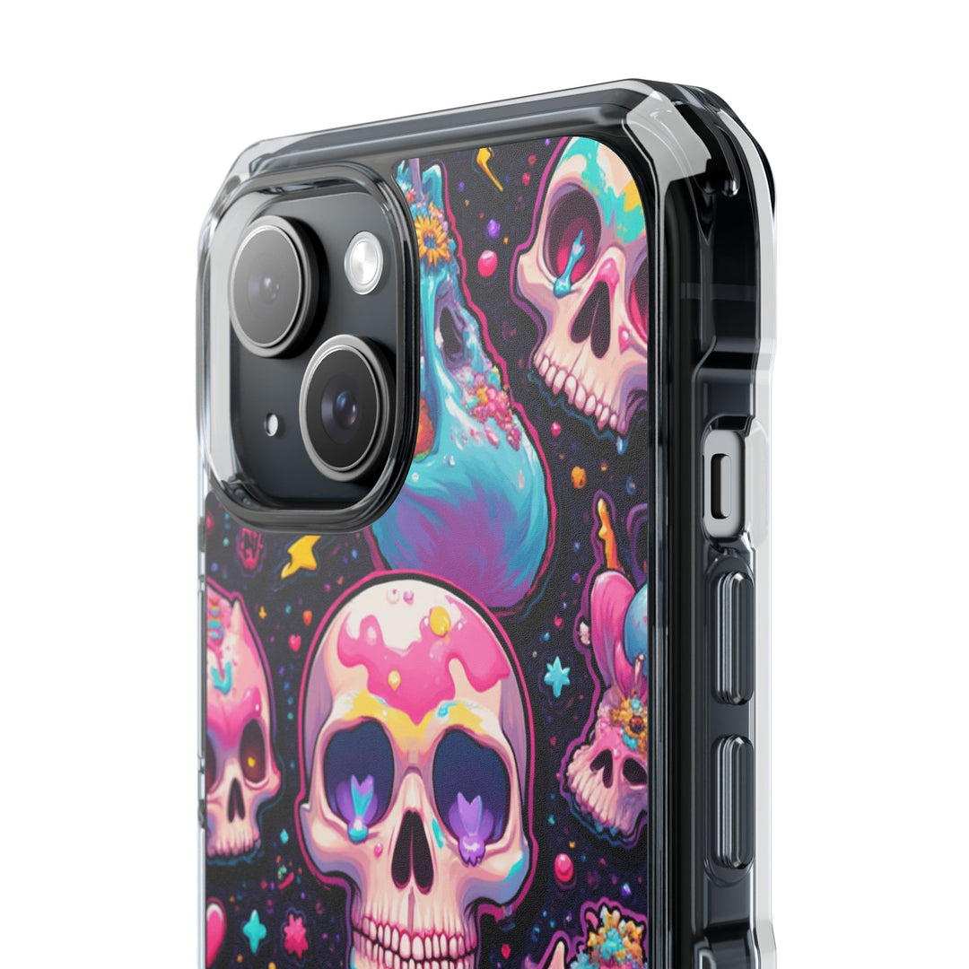 【MagSafe対応】クリアマグネットiPhoneケース｜キャンディギャラクシーKAWAIIスカル