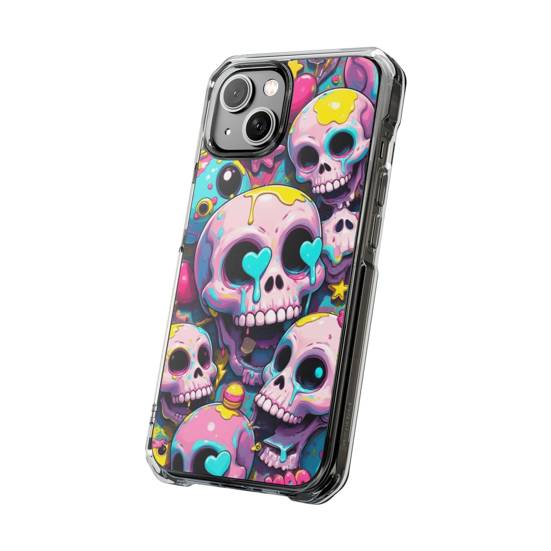 【MagSafe対応】クリアマグネットiPhoneケース｜カラフルKAWAIIスカル