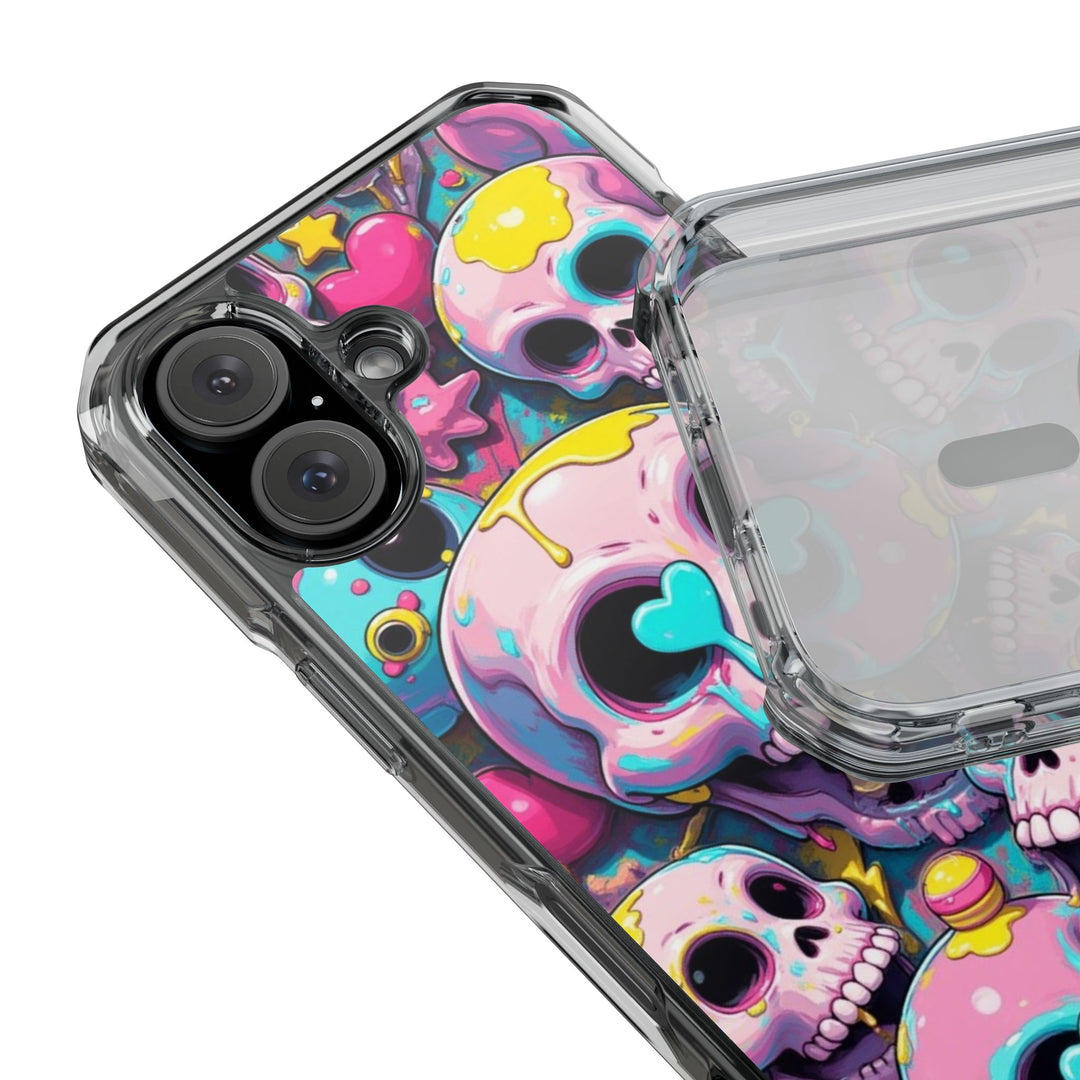 【MagSafe対応】クリアマグネットiPhoneケース｜カラフルKAWAIIスカル