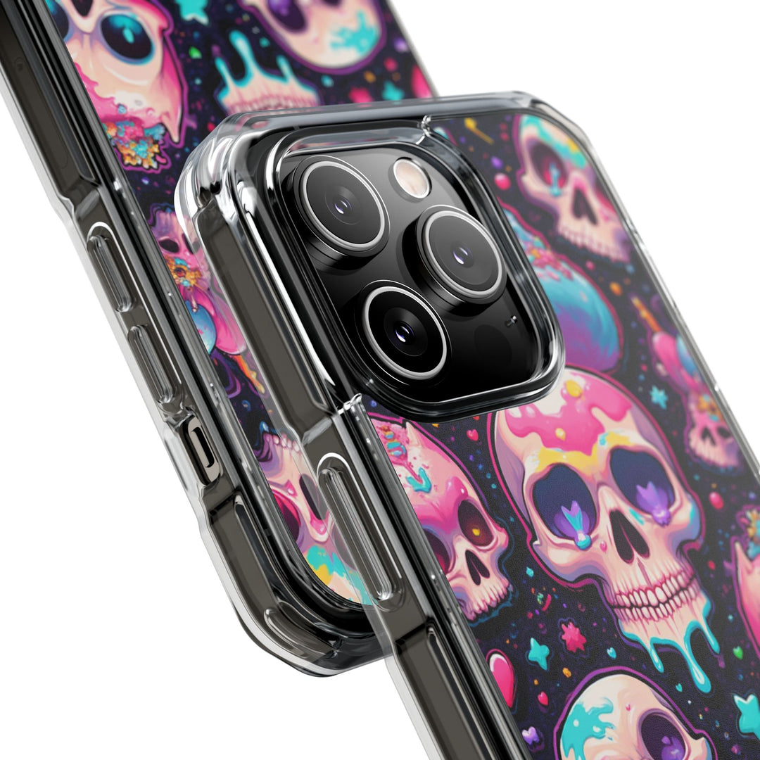 【MagSafe対応】クリアマグネットiPhoneケース｜キャンディギャラクシーKAWAIIスカル