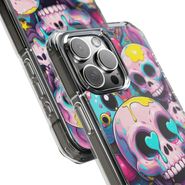 【MagSafe対応】クリアマグネットiPhoneケース｜カラフルKAWAIIスカル