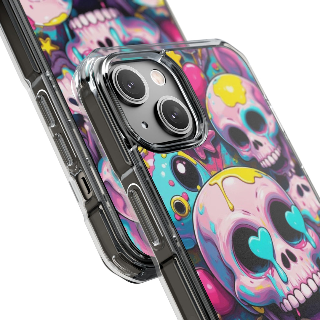 【MagSafe対応】クリアマグネットiPhoneケース｜カラフルKAWAIIスカル