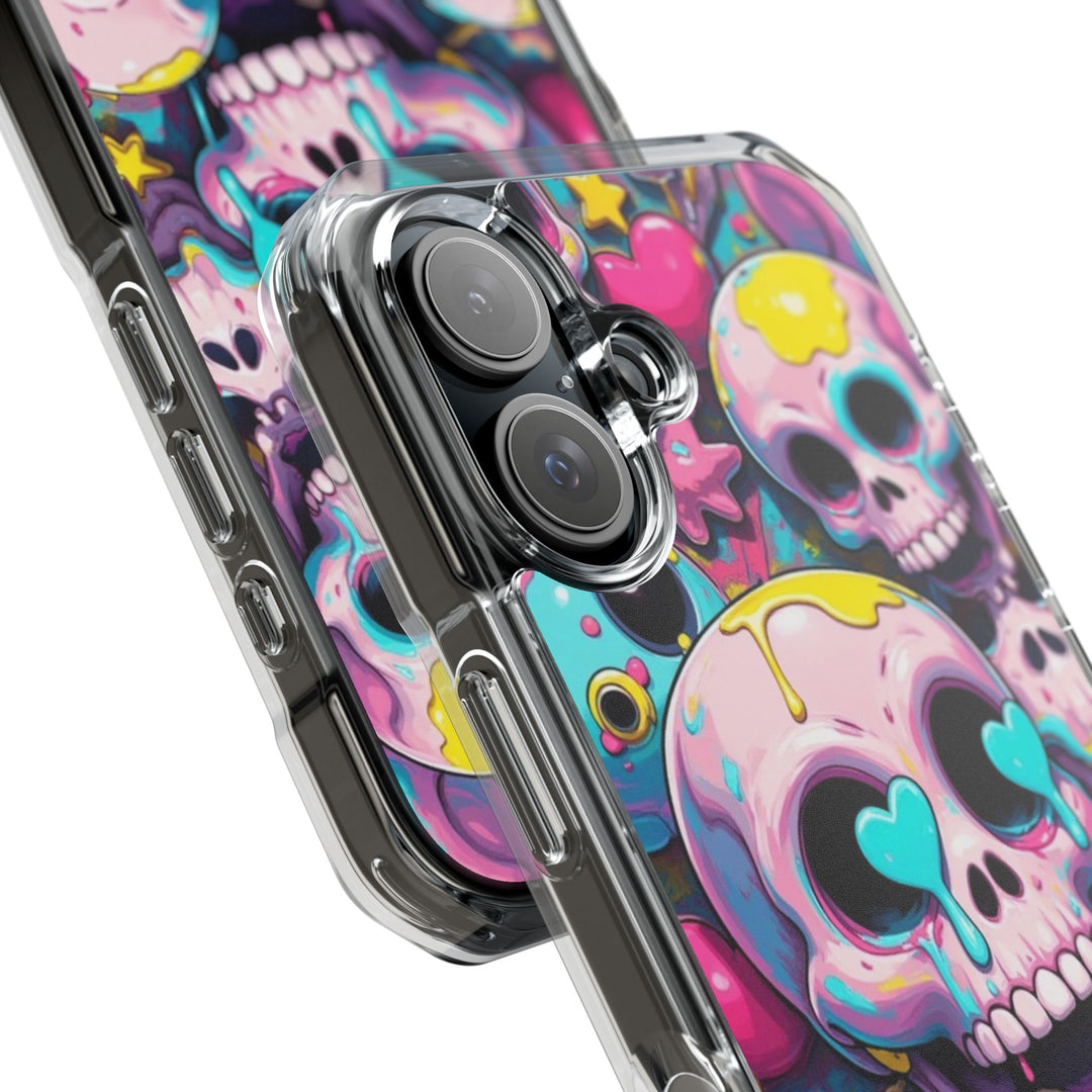 【MagSafe対応】クリアマグネットiPhoneケース｜カラフルKAWAIIスカル