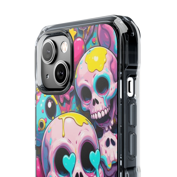 【MagSafe対応】クリアマグネットiPhoneケース｜カラフルKAWAIIスカル