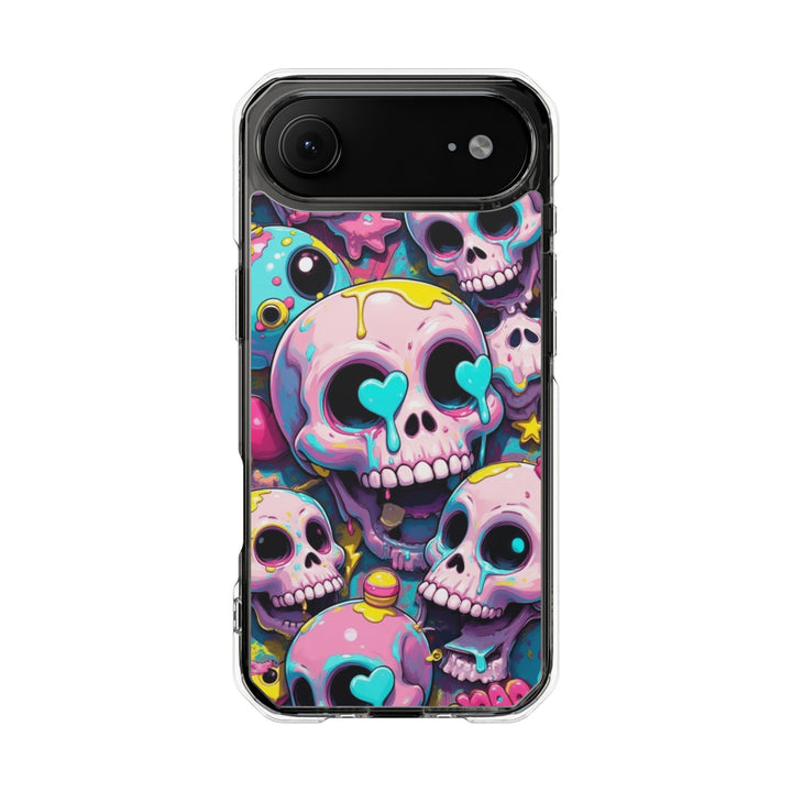 【MagSafe対応】クリアマグネットiPhoneケース｜カラフルKAWAIIスカル