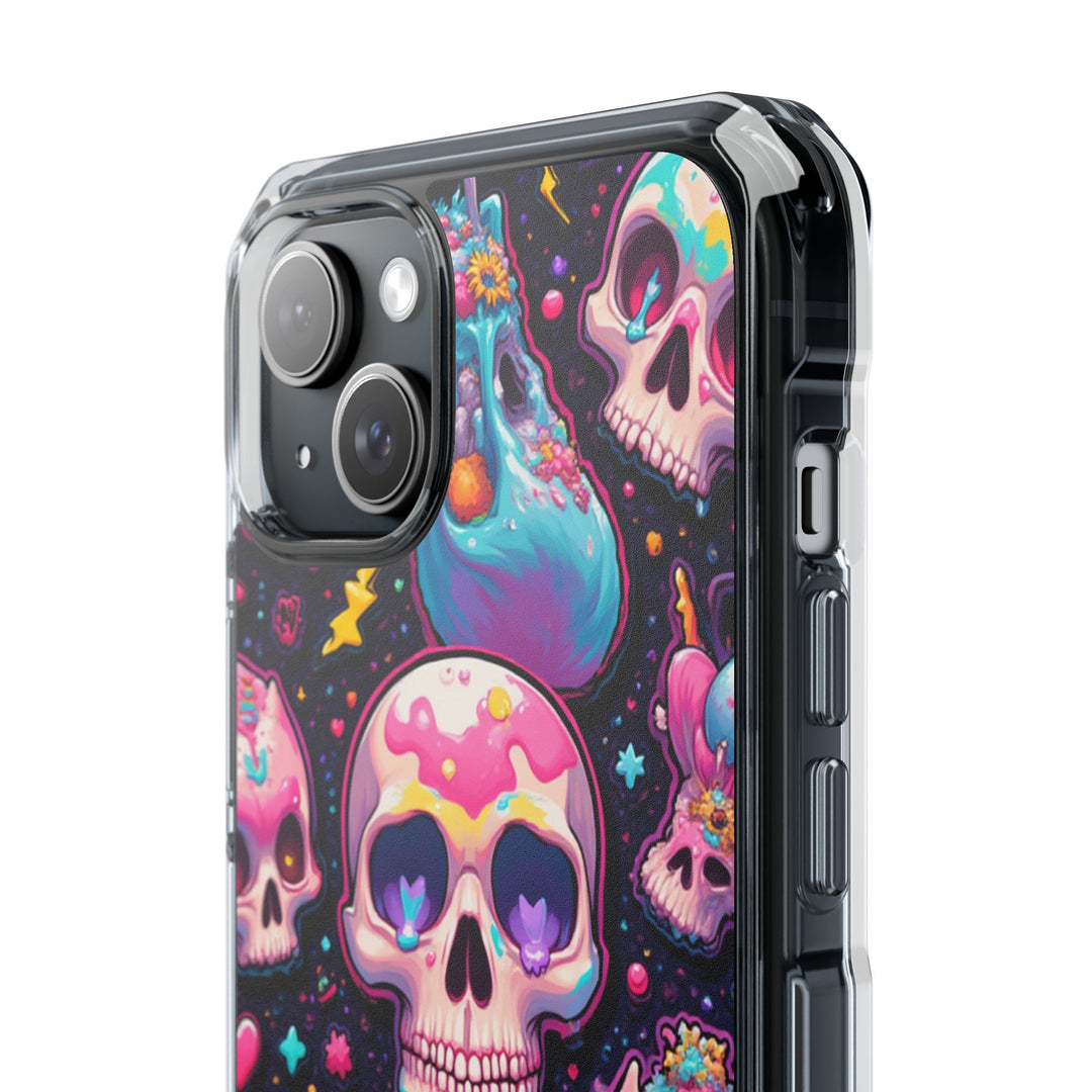 【MagSafe対応】クリアマグネットiPhoneケース｜キャンディギャラクシーKAWAIIスカル