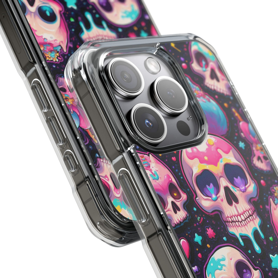 【MagSafe対応】クリアマグネットiPhoneケース｜キャンディギャラクシーKAWAIIスカル