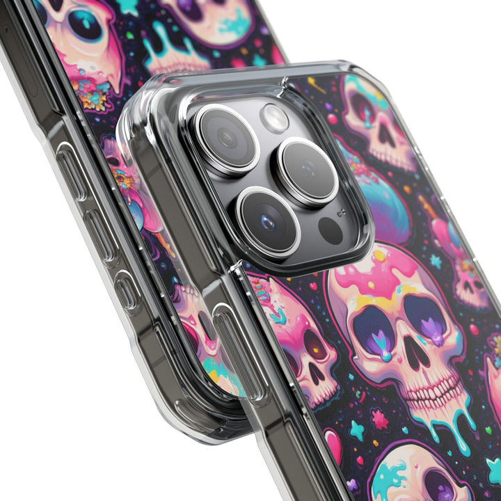 【MagSafe対応】クリアマグネットiPhoneケース｜キャンディギャラクシーKAWAIIスカル