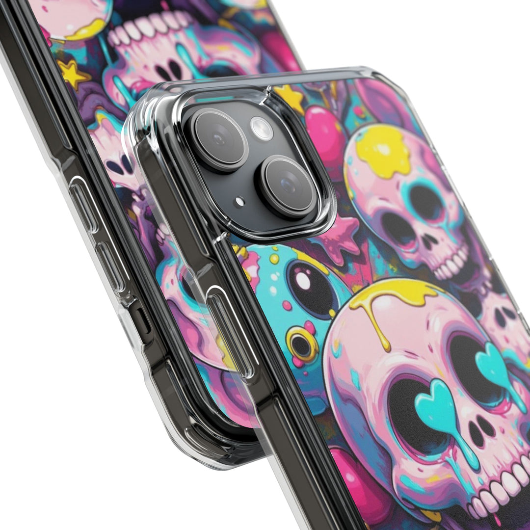 【MagSafe対応】クリアマグネットiPhoneケース｜カラフルKAWAIIスカル