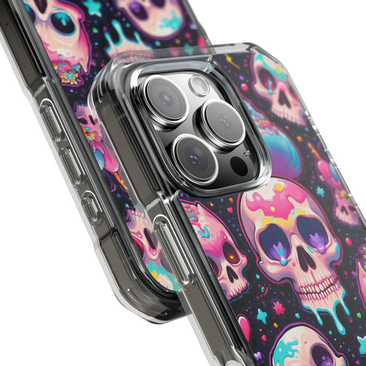 【MagSafe対応】クリアマグネットiPhoneケース｜キャンディギャラクシーKAWAIIスカル