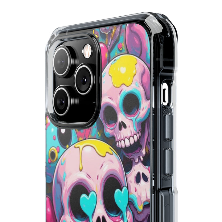 【MagSafe対応】クリアマグネットiPhoneケース｜カラフルKAWAIIスカル