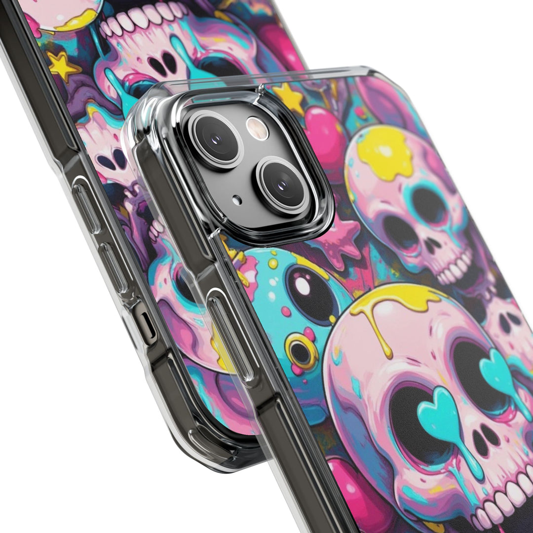 【MagSafe対応】クリアマグネットiPhoneケース｜カラフルKAWAIIスカル
