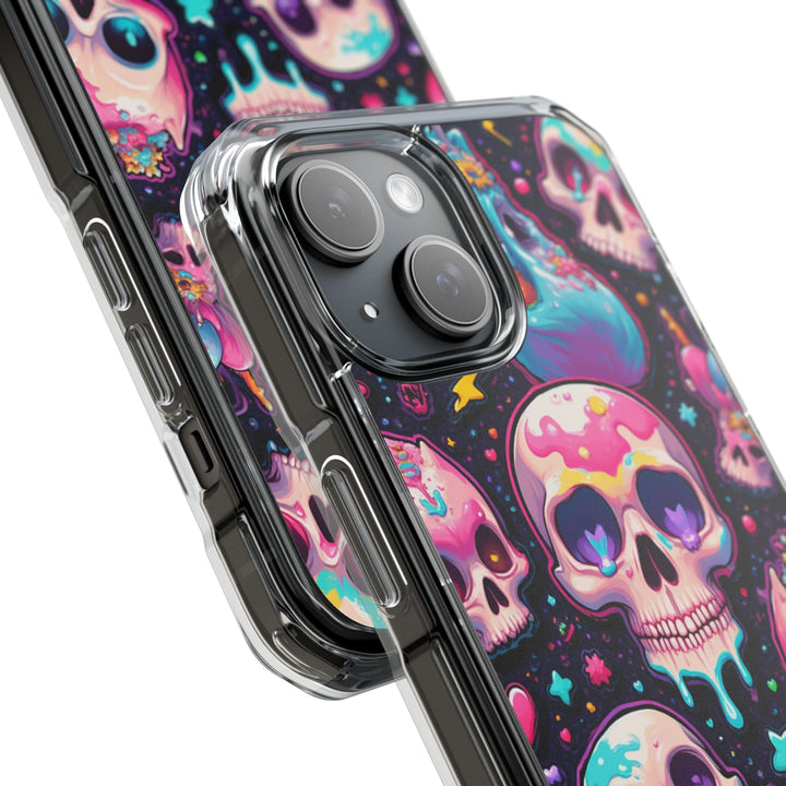 【MagSafe対応】クリアマグネットiPhoneケース｜キャンディギャラクシーKAWAIIスカル