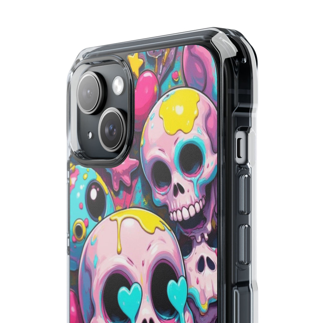 【MagSafe対応】クリアマグネットiPhoneケース｜カラフルKAWAIIスカル