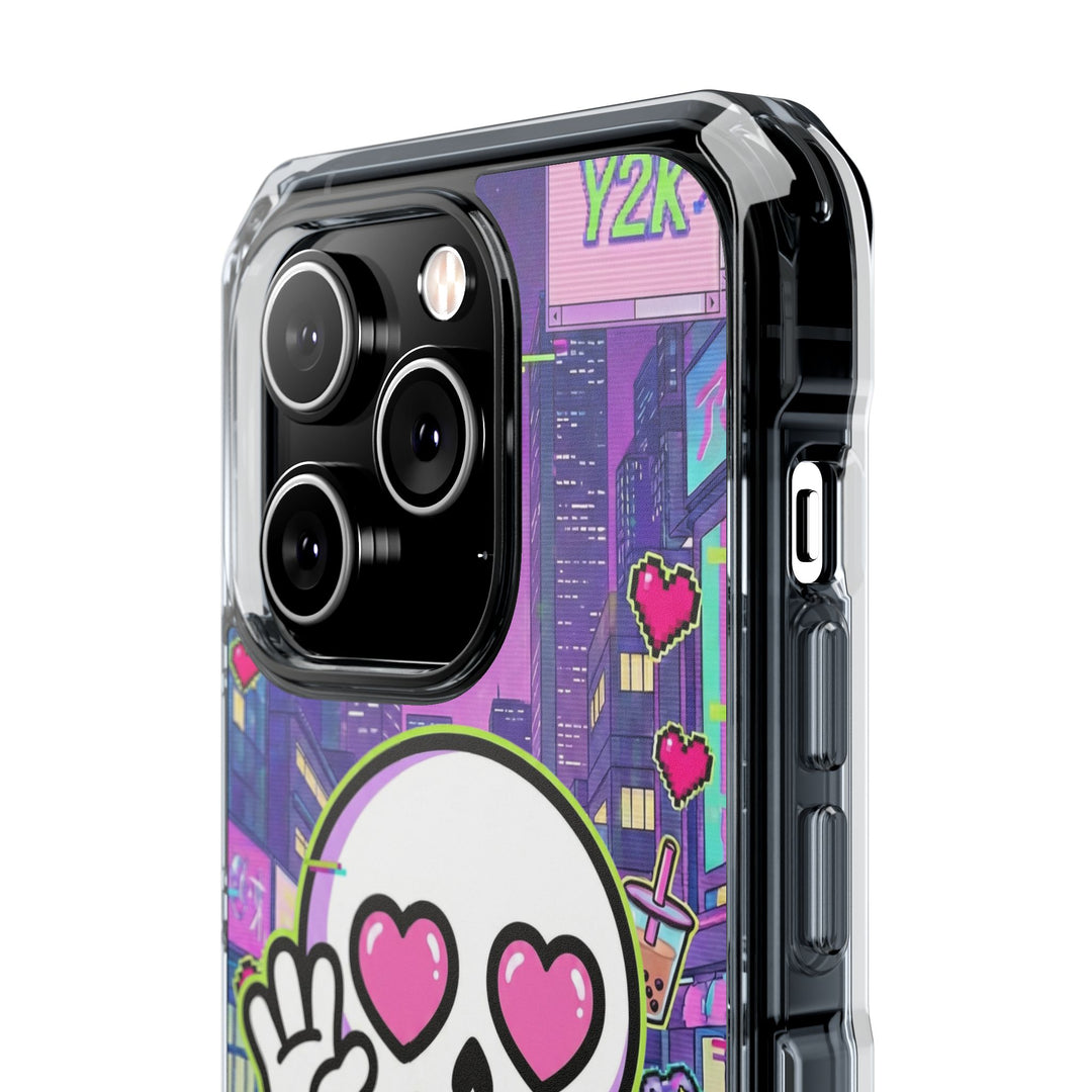 HEARTON 02 – Y2K Vaporwave City クリアマグネットスマホケース（MagSafe対応）