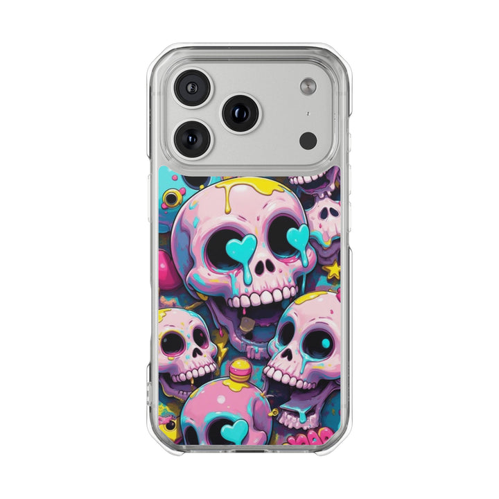 【MagSafe対応】クリアマグネットiPhoneケース｜カラフルKAWAIIスカル
