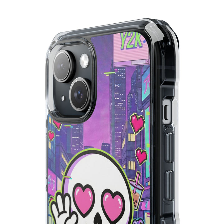 HEARTON 02 – Y2K Vaporwave City クリアマグネットスマホケース（MagSafe対応）