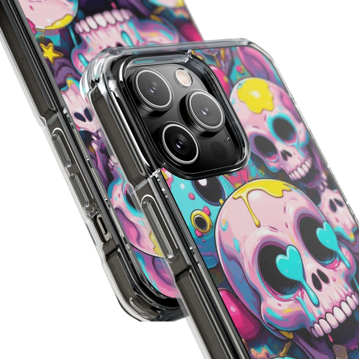 【MagSafe対応】クリアマグネットiPhoneケース｜カラフルKAWAIIスカル