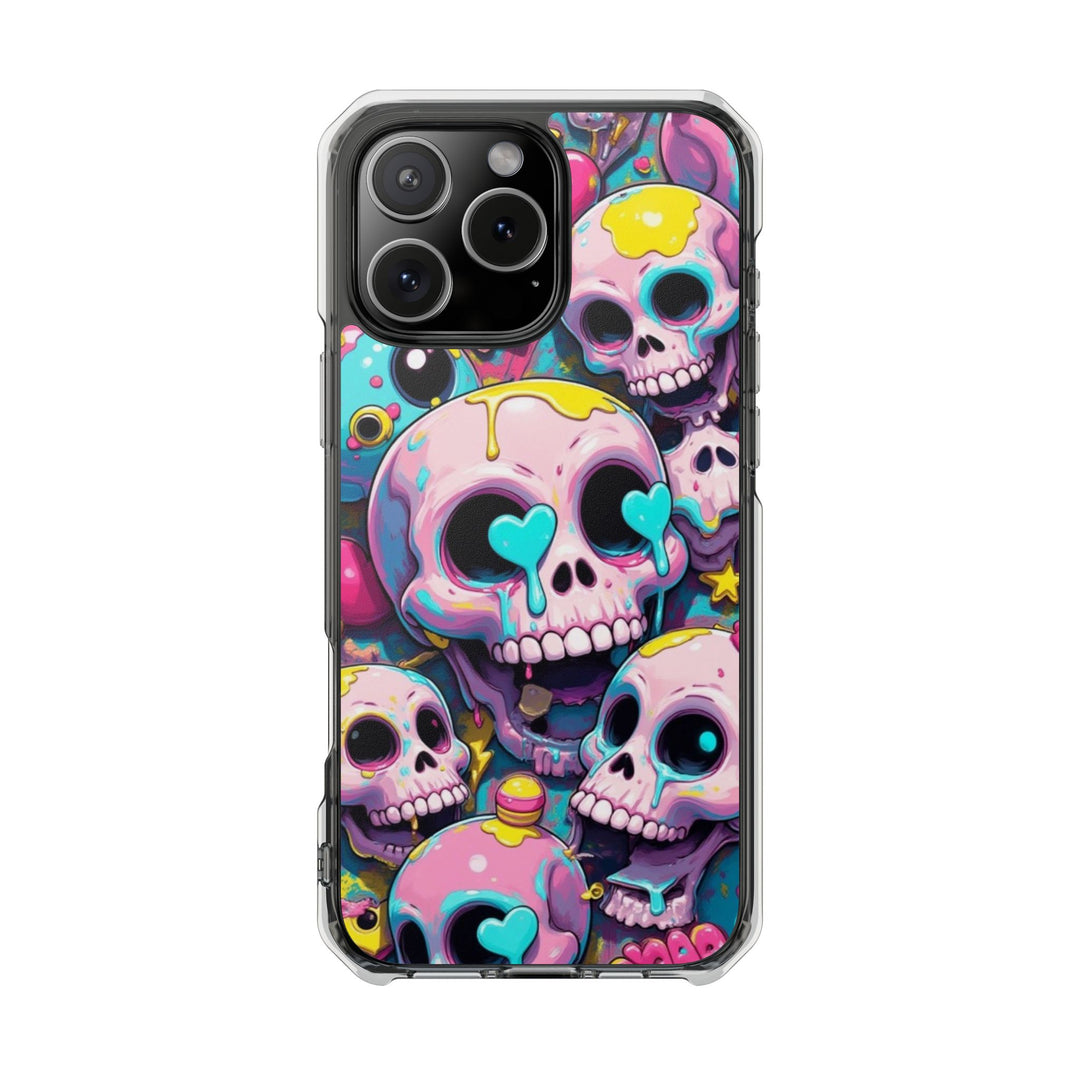 【MagSafe対応】クリアマグネットiPhoneケース｜カラフルKAWAIIスカル