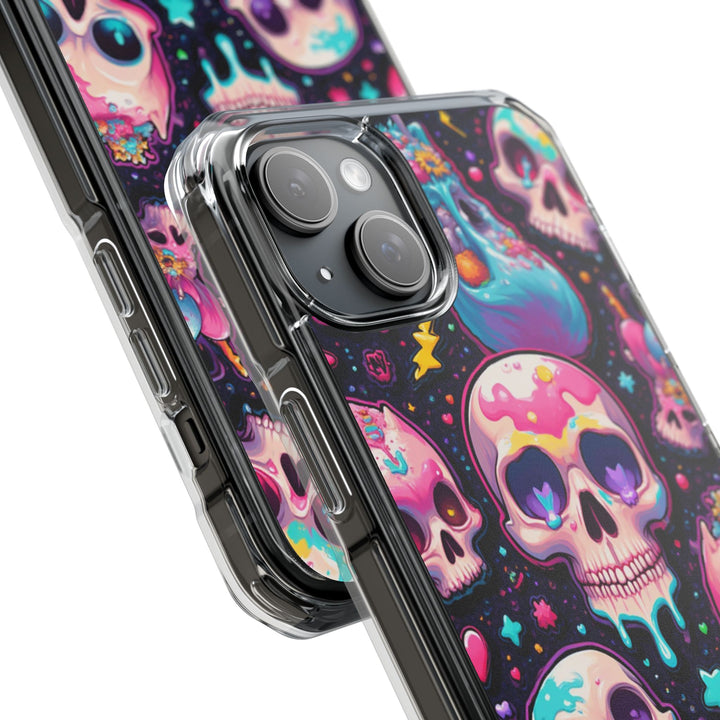 【MagSafe対応】クリアマグネットiPhoneケース｜キャンディギャラクシーKAWAIIスカル