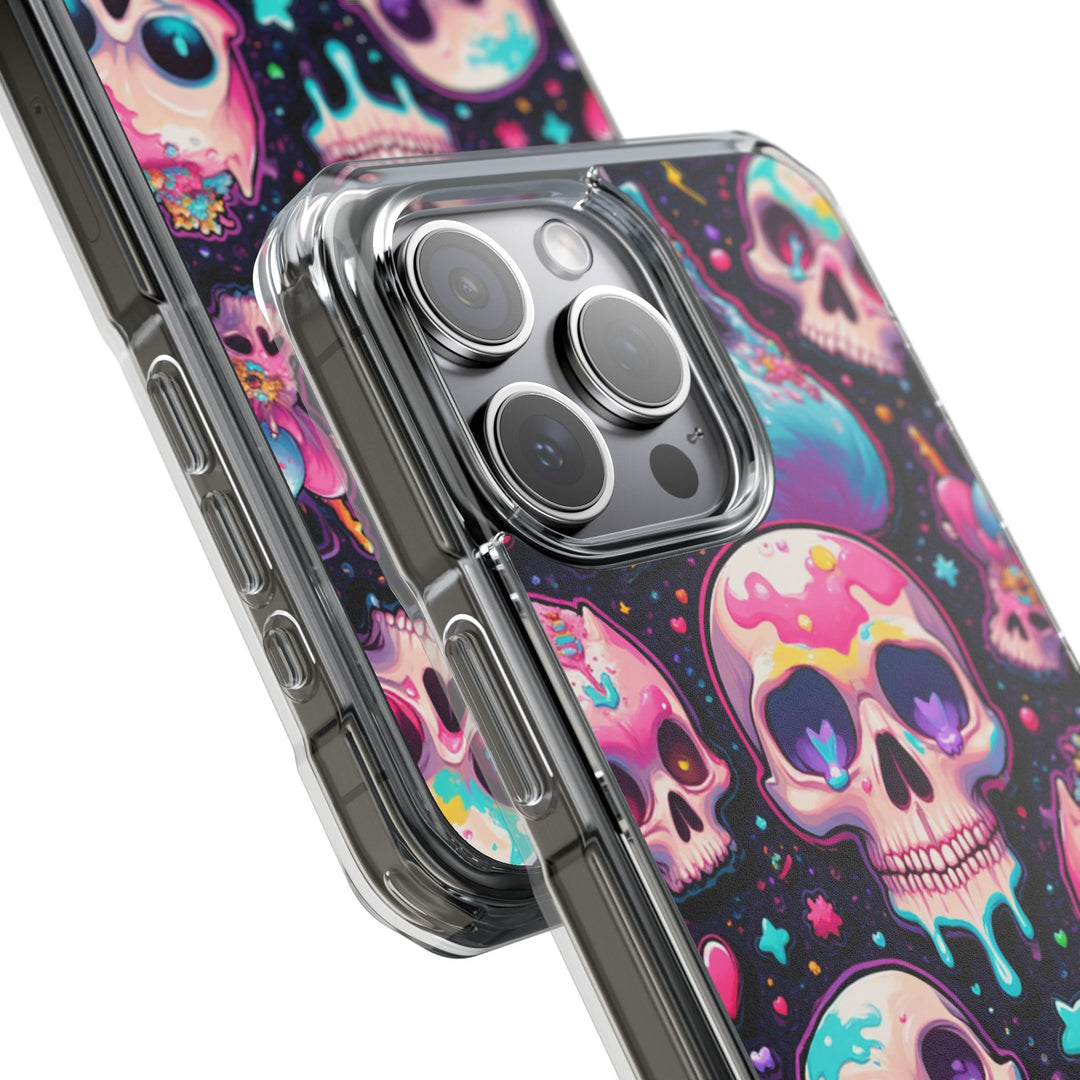 【MagSafe対応】クリアマグネットiPhoneケース｜キャンディギャラクシーKAWAIIスカル