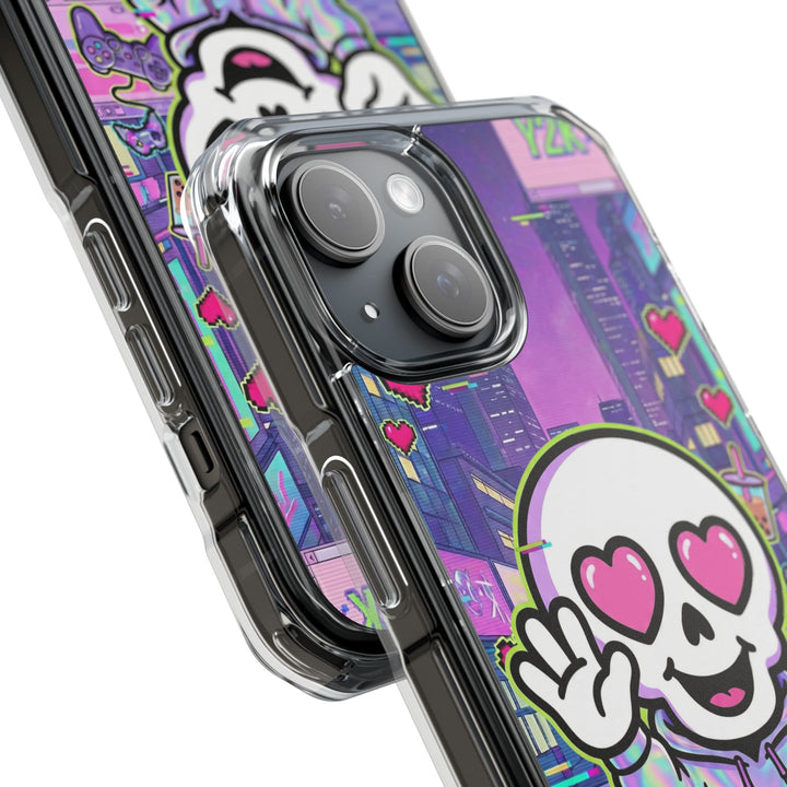 HEARTON 02 – Y2K Vaporwave City クリアマグネットスマホケース（MagSafe対応）