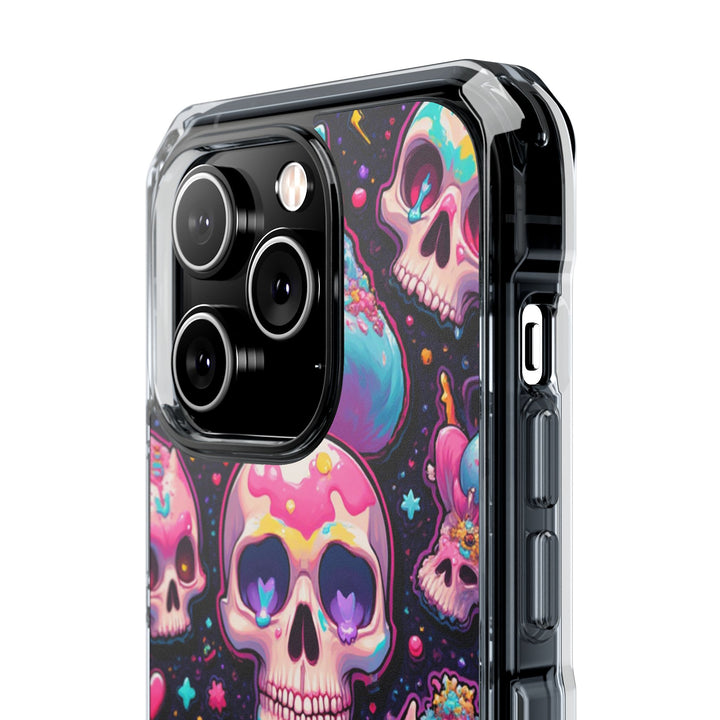 【MagSafe対応】クリアマグネットiPhoneケース｜キャンディギャラクシーKAWAIIスカル