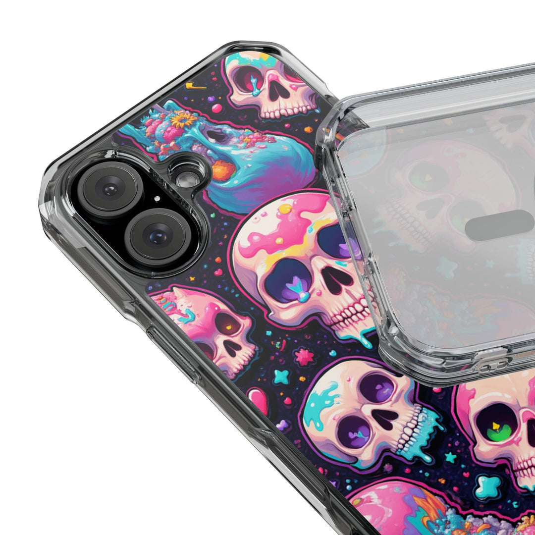 【MagSafe対応】クリアマグネットiPhoneケース｜キャンディギャラクシーKAWAIIスカル