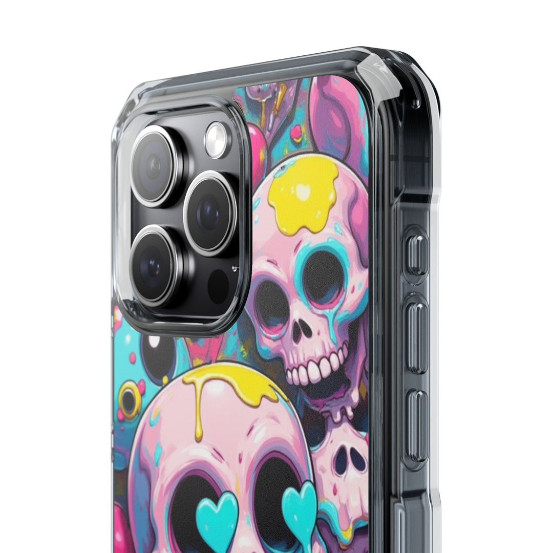 【MagSafe対応】クリアマグネットiPhoneケース｜カラフルKAWAIIスカル