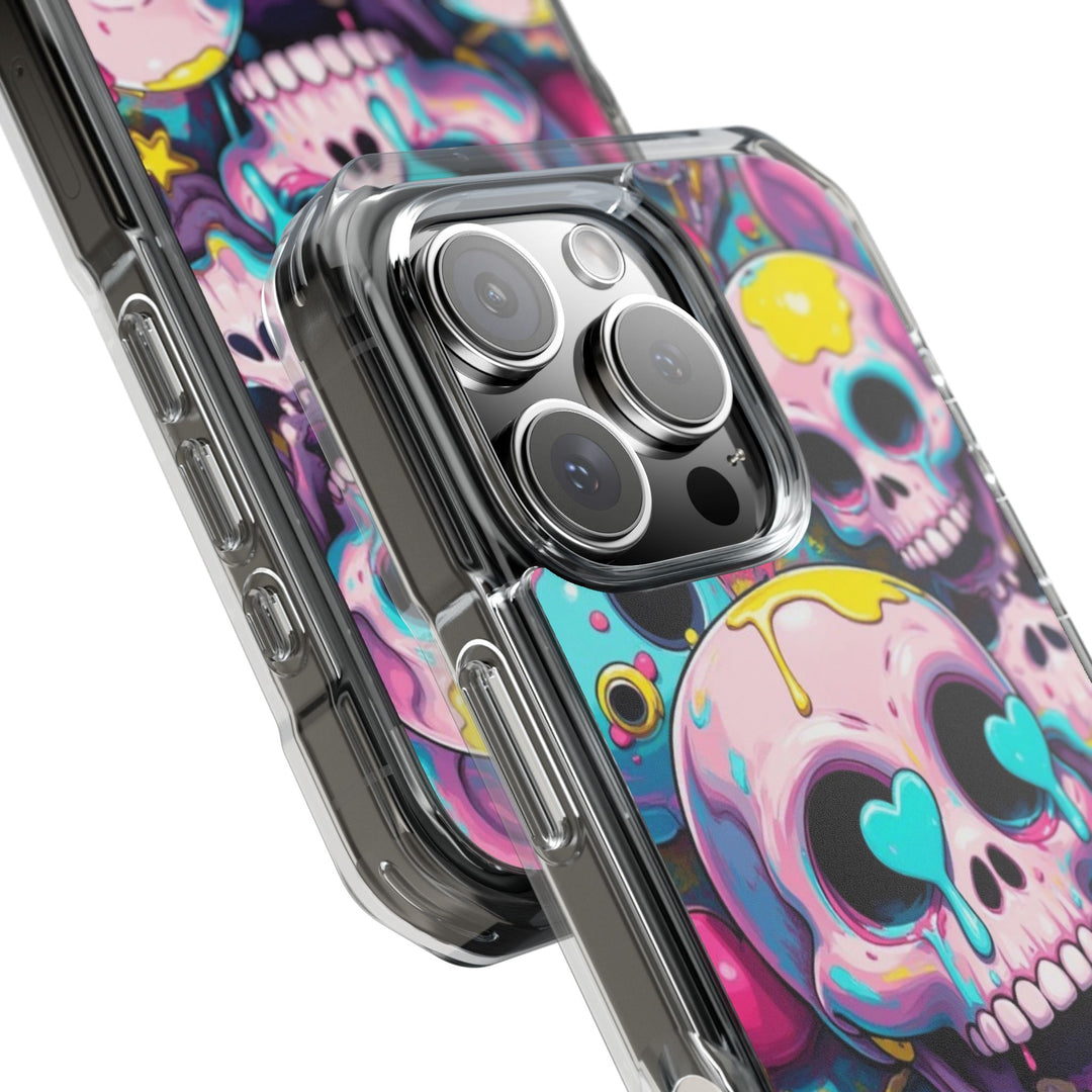 【MagSafe対応】クリアマグネットiPhoneケース｜カラフルKAWAIIスカル