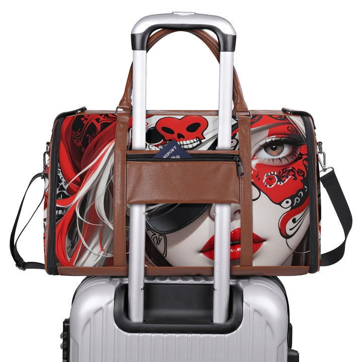JUN 05 Foldable Leather Duffle Bag